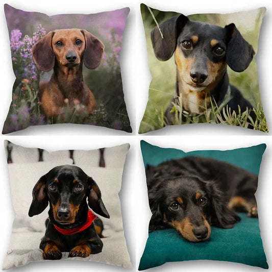 Dachshund Pillowcase Square Zipper  Home Wedding Decoration Non-fading