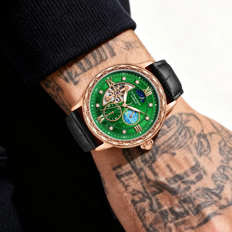 Luxurious Men's Automatic Mechanical Watch, with a Skeleton Design, Stylish