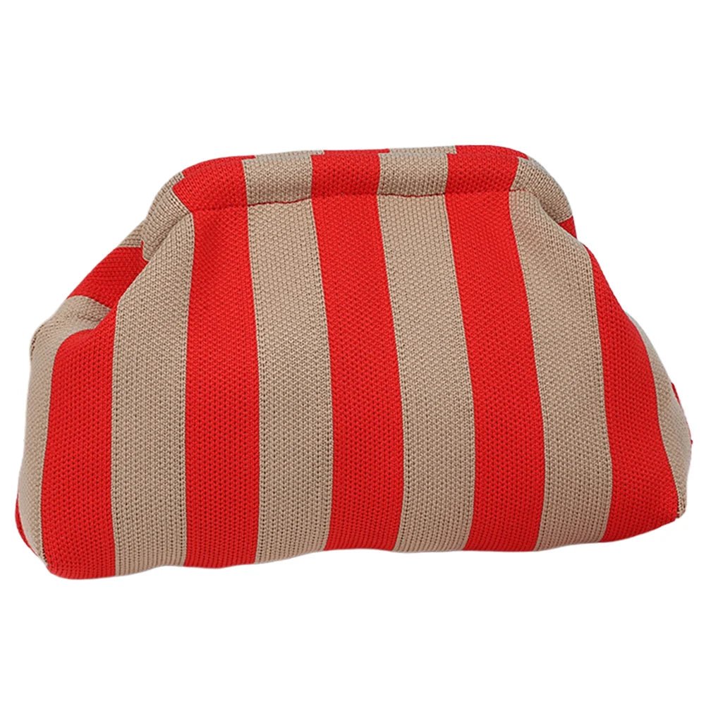 Women Knit Stripe Purse Contrast Color Small Crochet Handbag Knitting Dumpling Clutch Summer Beach Bag - Buy That Thang