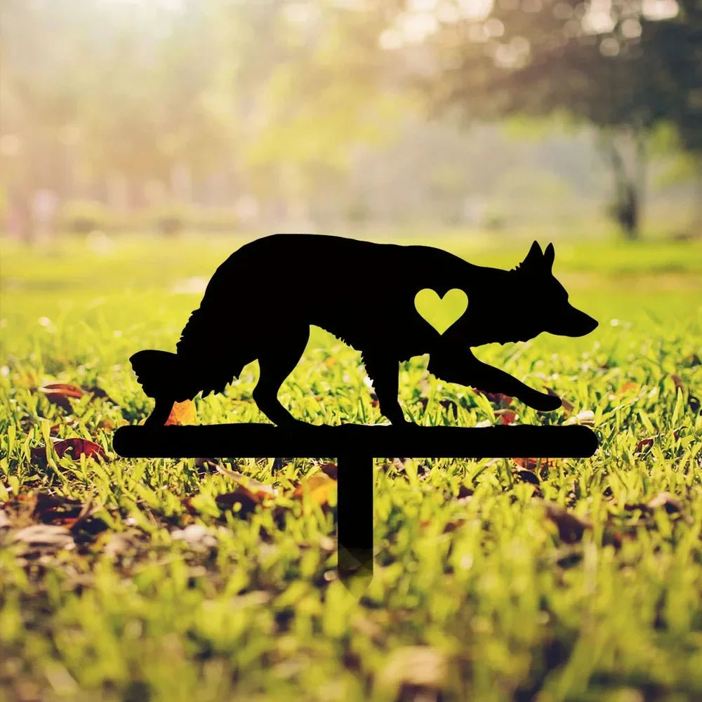 Iron Art Wolf Dog Silhouette Garden Stake: A Pet Commemorative for Outdoor Decoration - Buy That Thang