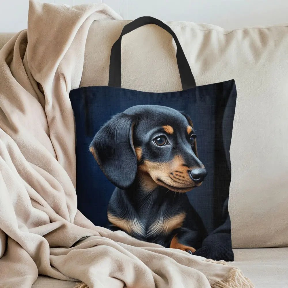 1pc Stylish Dachshund Print Tote Bag for Women - Reusable Foldable Grocery Bag with Fixed Shoulder Straps - Buy That Thang