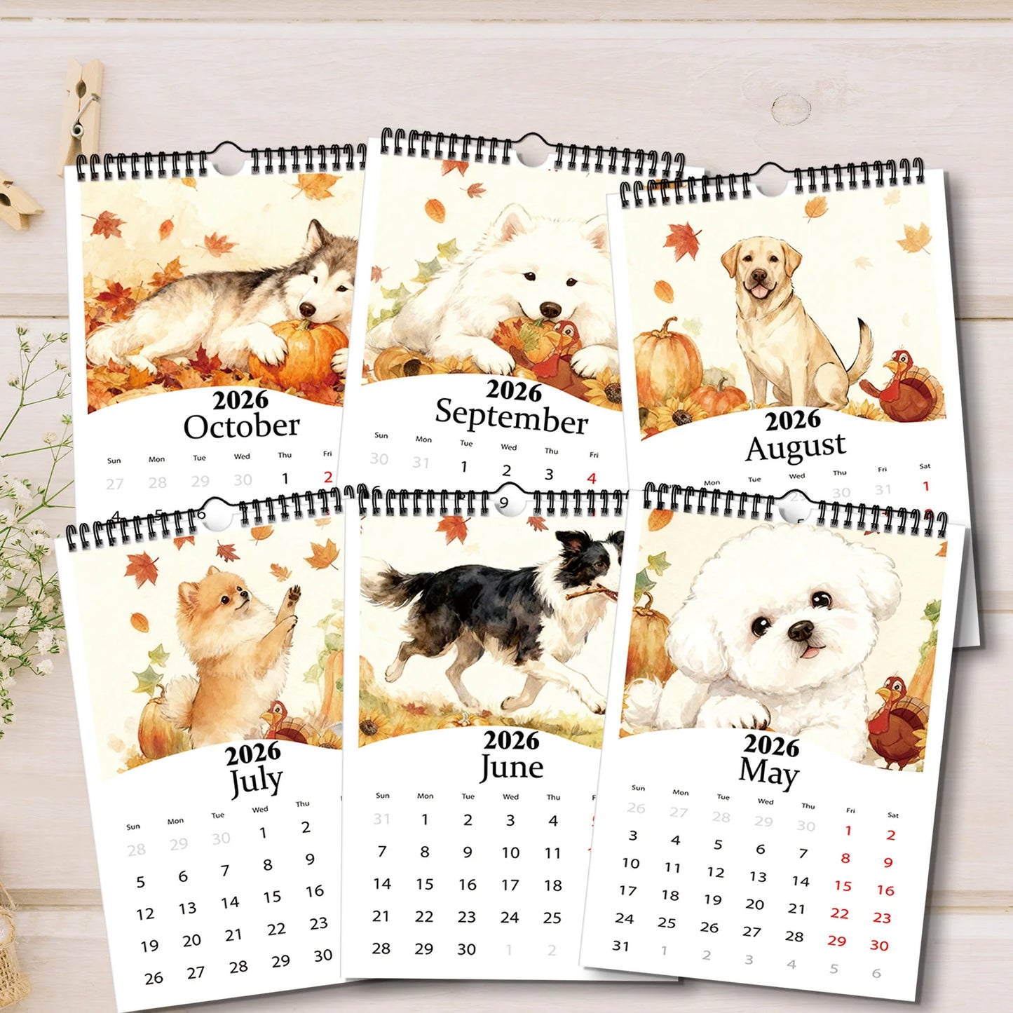 1PC 2026 Pug Theme Calendar,for Checking Dates, Wall Decoration, Suitable for Pet Lovers, and A Lovely Pet - themed Lifestyle Gift - Buy That Thang