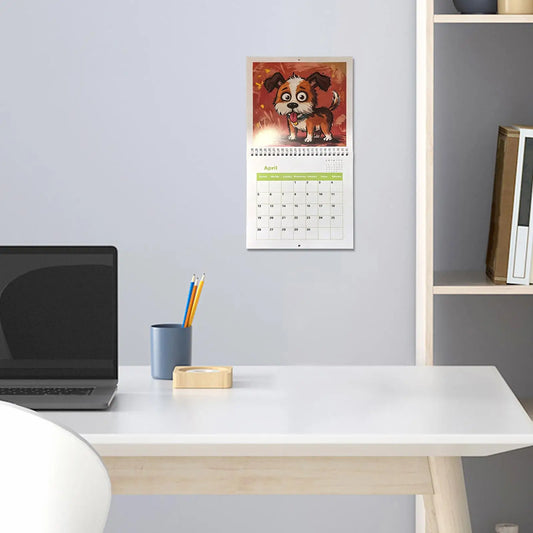 2026 Calendar 2026 Cartoon Puppy Planner 12 Month Wall Calendar For Animal Lover Home School Wall Desk Daily Scheduling - Buy That Thang