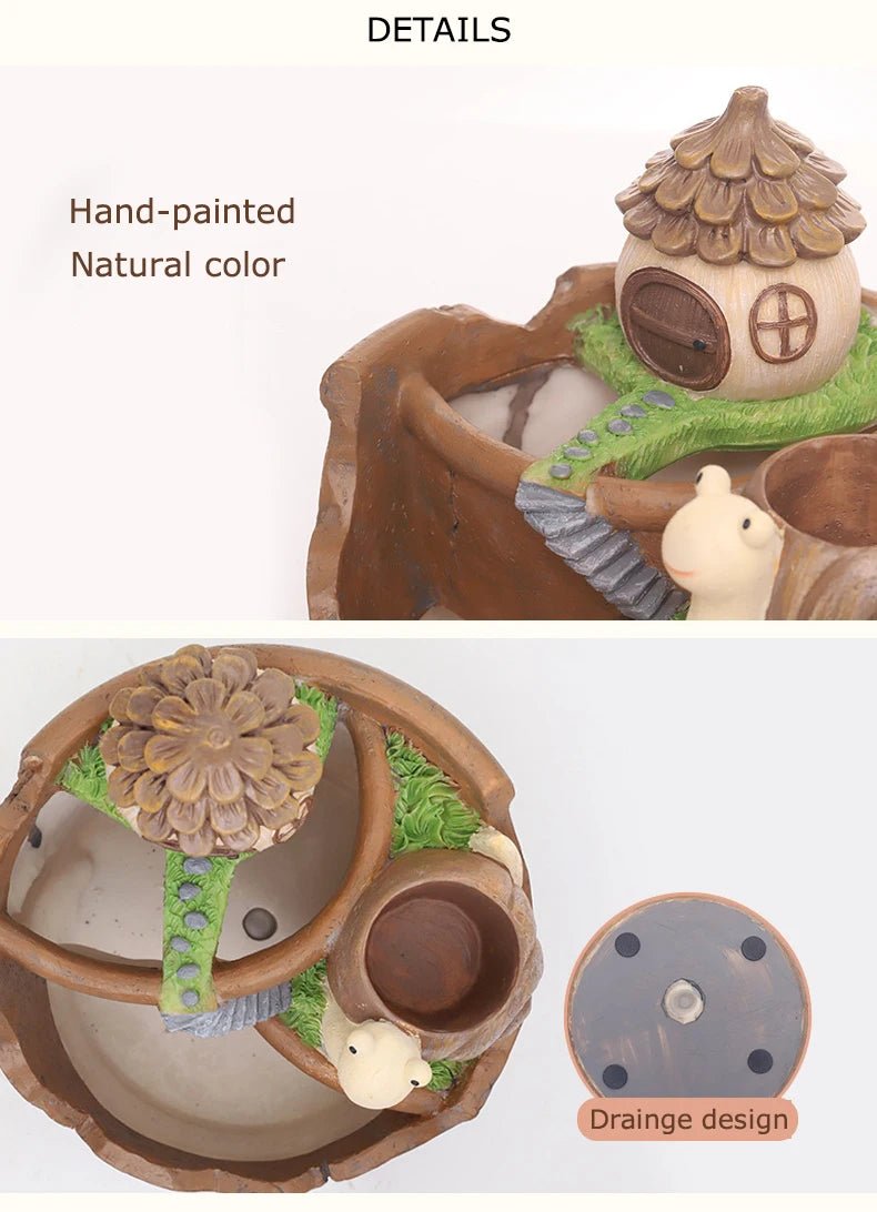 Creative Farmhouse Planter Decorative Flower Pot for Succulents Fairy Garden Desktop Container Zen Ornament Home Decoration - Buy That Thang