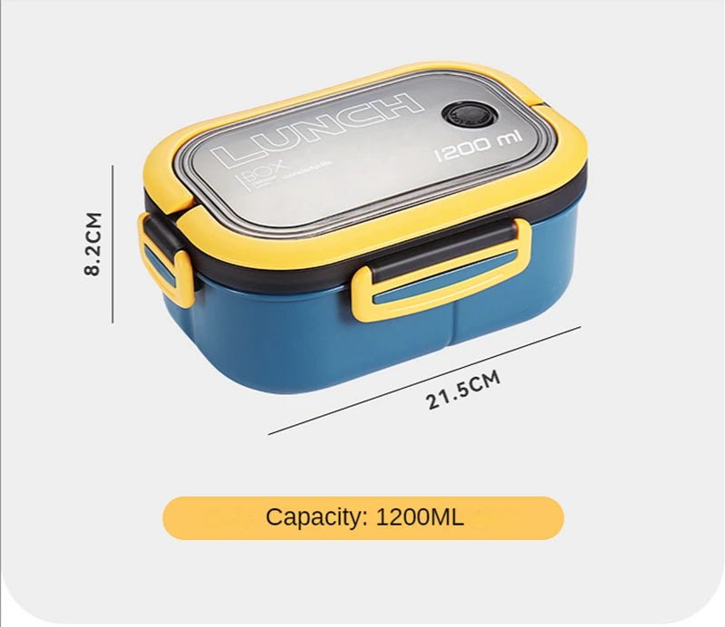1200ML 2 Layer Bento Lunch Box With Spoon Fork, Kid High Capacity Microwae Food Containers Portable Leakproof Office Camping - Buy That Thang