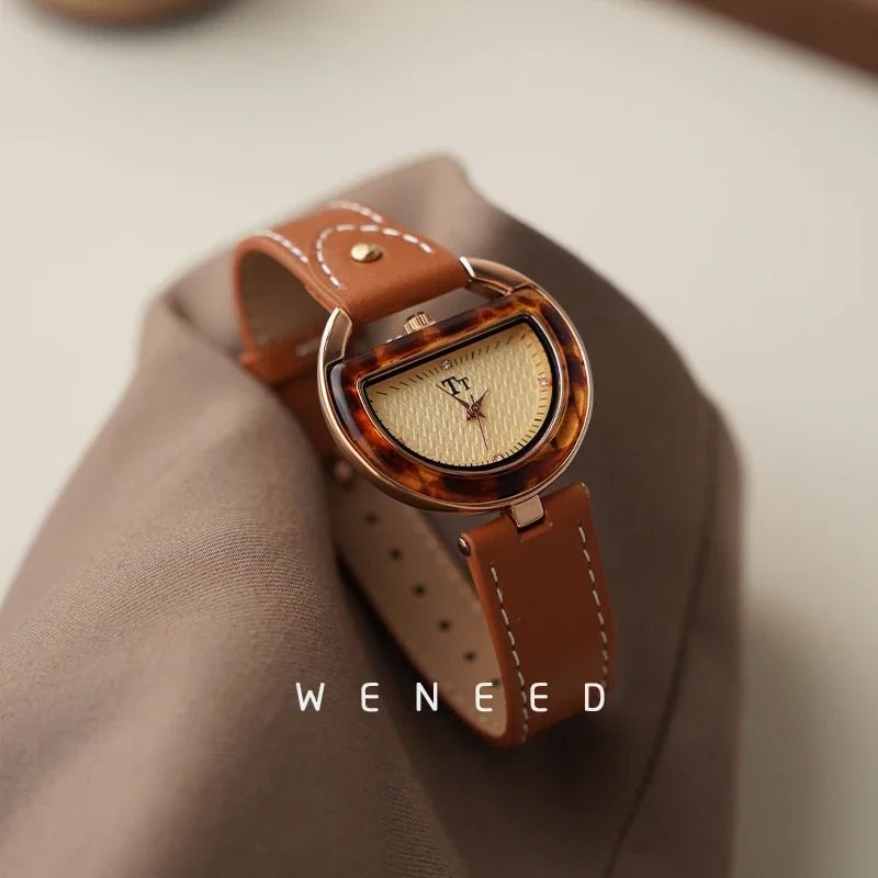 Vintage Watches for Women Light Luxury Leather Senior Sense of Design Ladies Quartz Watch Temperament Women's Watches Relojes - Buy That Thang