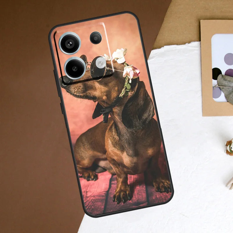 Cute Dachshund Teckel Dackel Dog Case For Redmi Note 13 Pro Plus 9 10 11 12 Pro 9S 10S 11S 12S Cover For Redmi 12 C 10C 13C