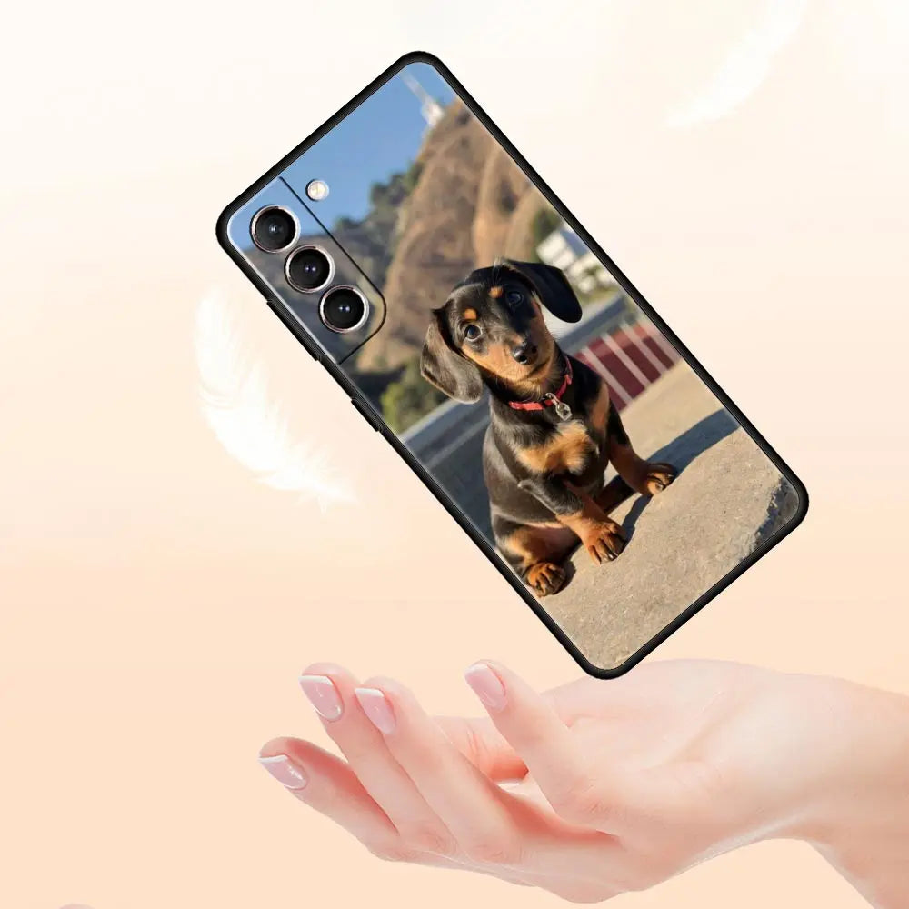 Dachshund Silhouette Dog cute animal Phone Case For Samsung Galaxy S24 S23 S22 S20 Ultra S21 FE 5G S10 S9 Plus S10E S8 Cover