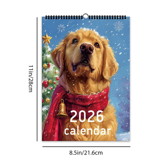 1pc 2026 Wall Calendar, Happy Dog Theme,Pet Dog,12 Beautiful Designs,Monthly Plans,Perfect Gift - Buy That Thang
