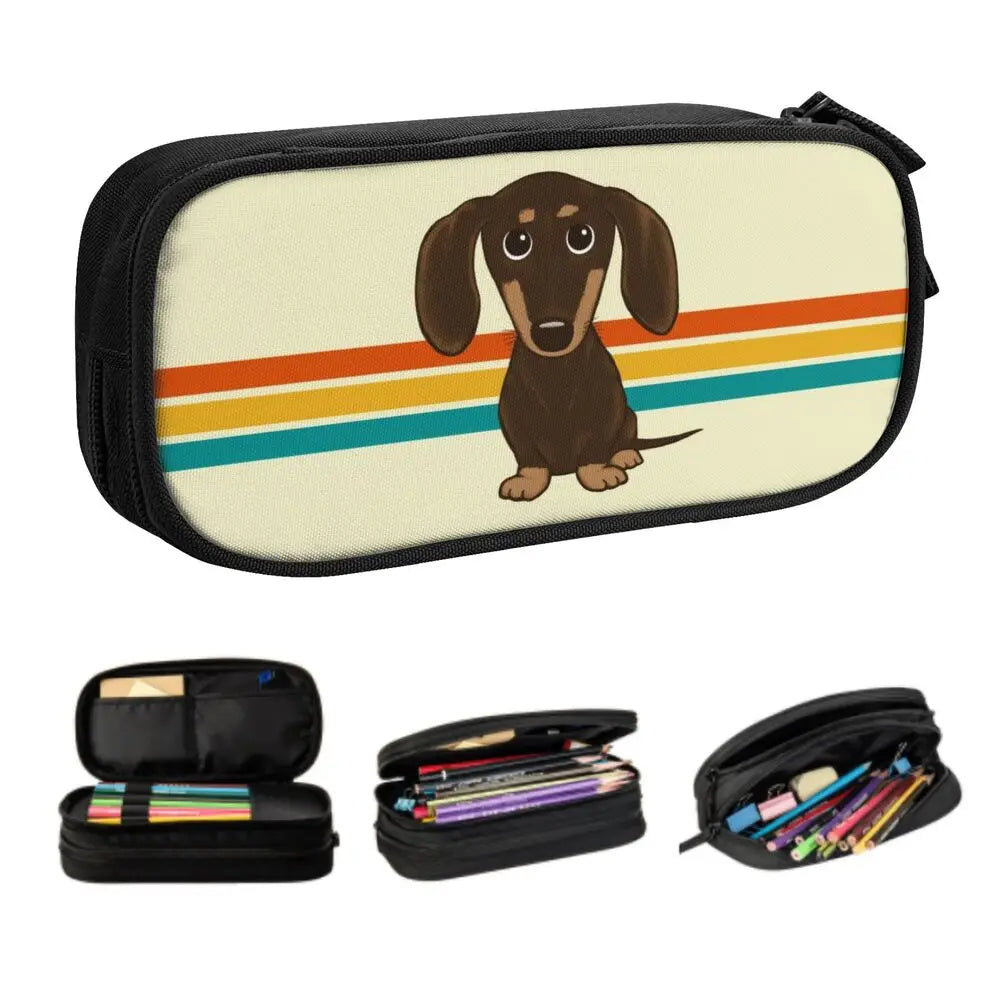 Custom Cute Dachshund Dog Cute Pencil Case Girls Boys Large Capacity Puppy Pet Pencil Pouch School Accessories