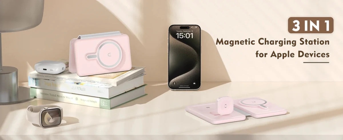 I Phone Wireless Charger - 3 - in - 1 Travel Charging Station for Multiple Devices, Portable Foldable Magnetic Charging Pad - Buy That Thang
