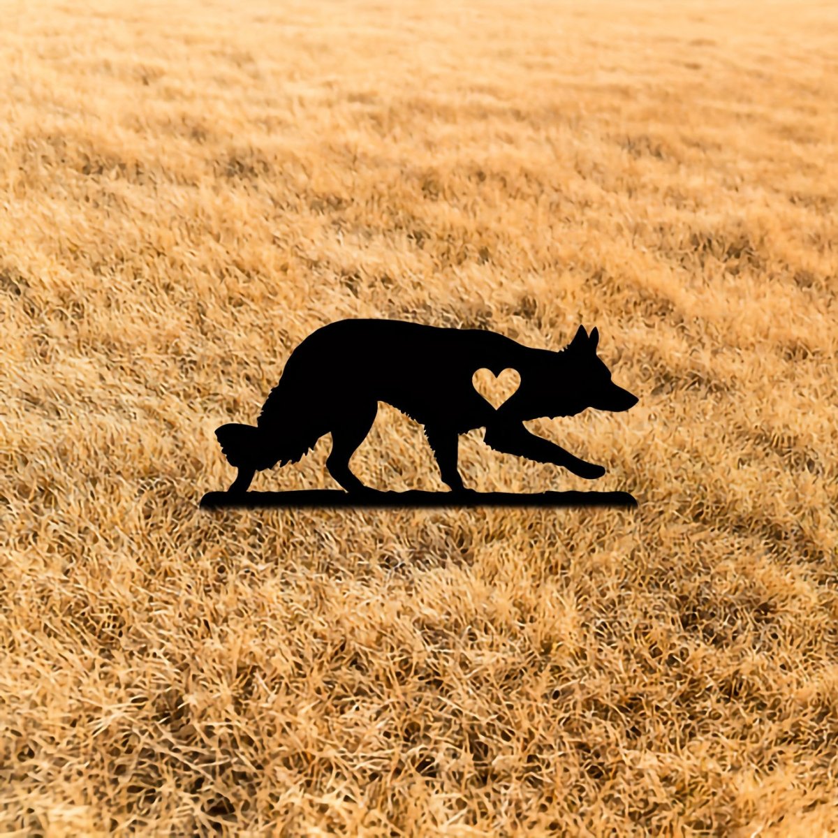 Iron Art Wolf Dog Silhouette Garden Stake: A Pet Commemorative for Outdoor Decoration - Buy That Thang