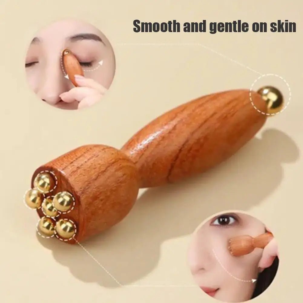 Facial Massager, Lotus Seedpod Beauty Brass Bead & Rosewood Facial Gua Sha Tool Eye Relaxation Meridians Point Acupoint Massage - Buy That Thang