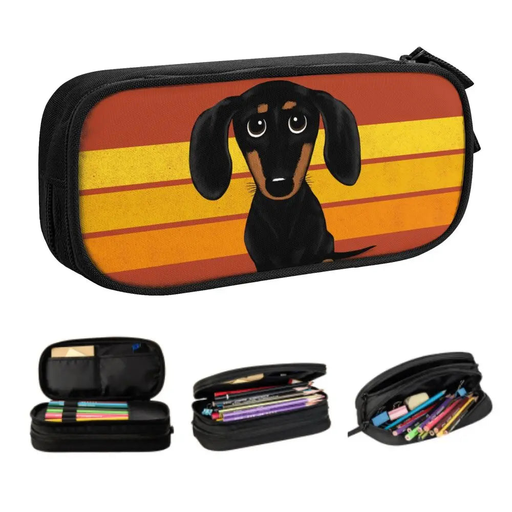 Custom Cute Dachshund Dog Cute Pencil Case Girls Boys Large Capacity Puppy Pet Pencil Pouch School Accessories