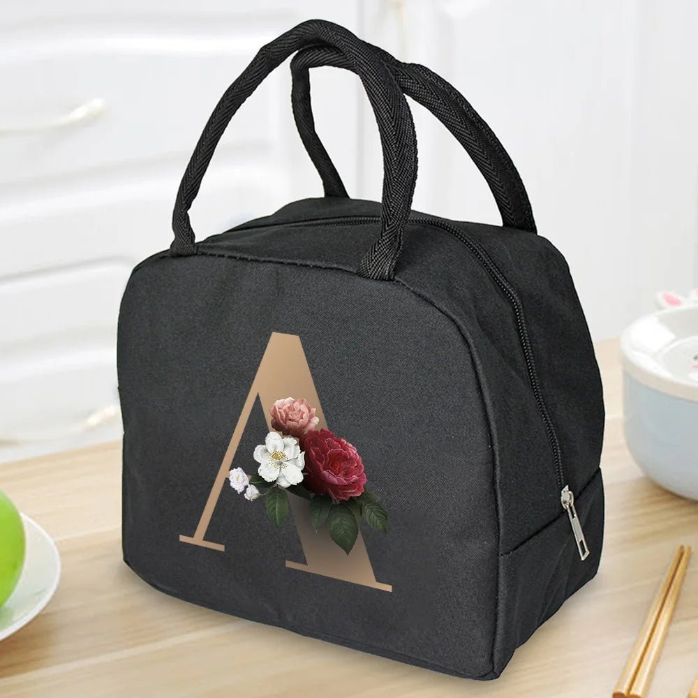 Lunch Bag Cooler Tote Portable Insulated Thermal Canvas Bag Food Picnic Unisex Travel Lunchbox Organizer Bags Gold Letter Print - Buy That Thang