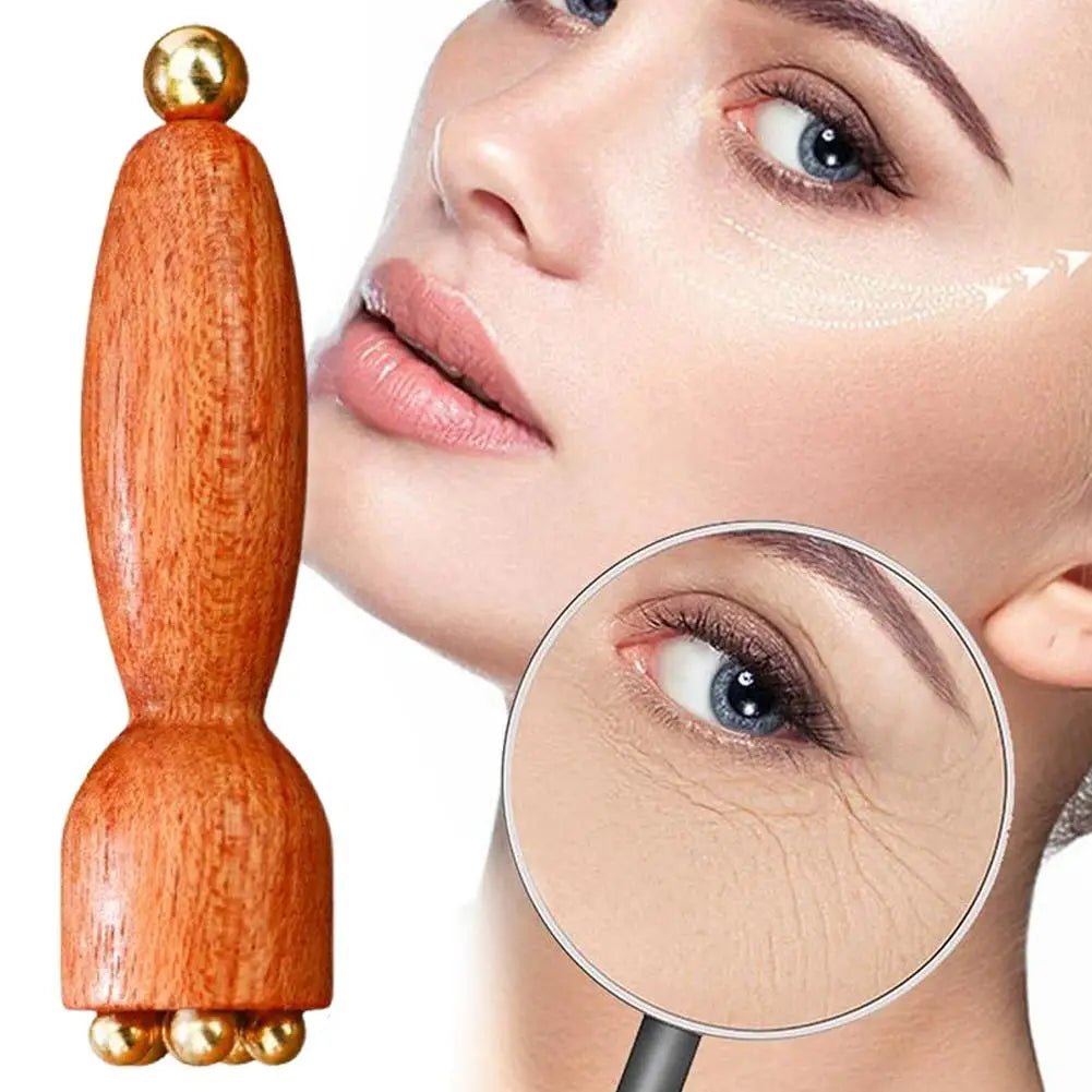 Facial Massager, Lotus Seedpod Beauty Brass Bead & Rosewood Facial Gua Sha Tool Eye Relaxation Meridians Point Acupoint Massage - Buy That Thang