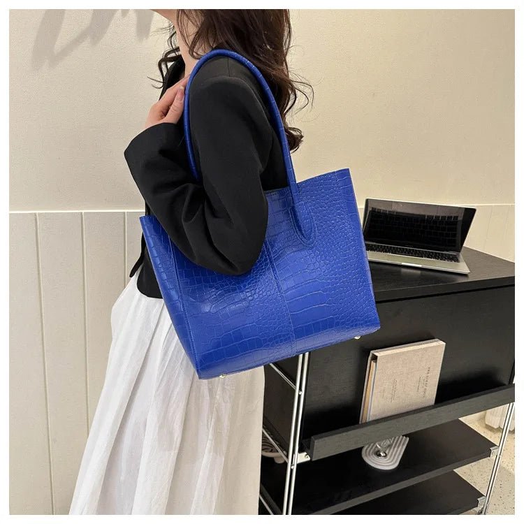 Fashion Crocodile Pattern Large Tote Bag Solid Color Women Shoulder Bags Luxury Pu Leather Lady Handbags Big Shopper Purses 2024 - Buy That Thang