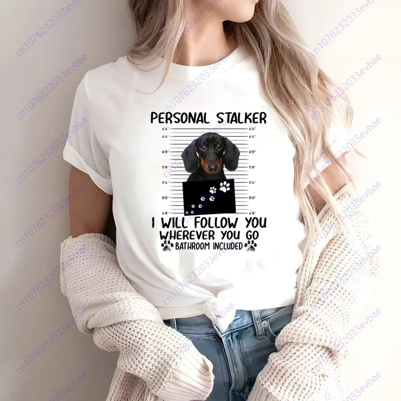 Dachshund Teckel Funny Cute Dog Animal T-Shirt Women Short Sleeve Summer Fashion Tshirt Casual Fashion Tee Shirt O-Neck Tops
