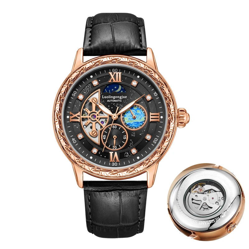 Luxurious Men's Automatic Mechanical Watch, with a Skeleton Design, Stylish