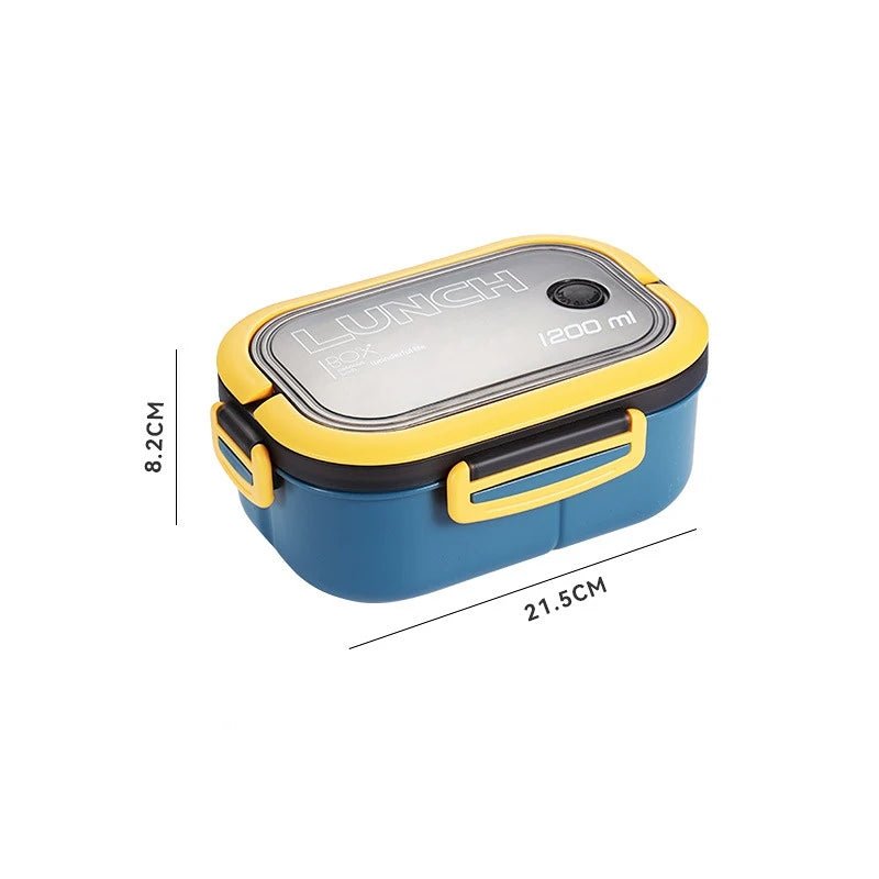 1200ML 2 Layer Bento Lunch Box With Spoon Fork, Kid High Capacity Microwae Food Containers Portable Leakproof Office Camping - Buy That Thang