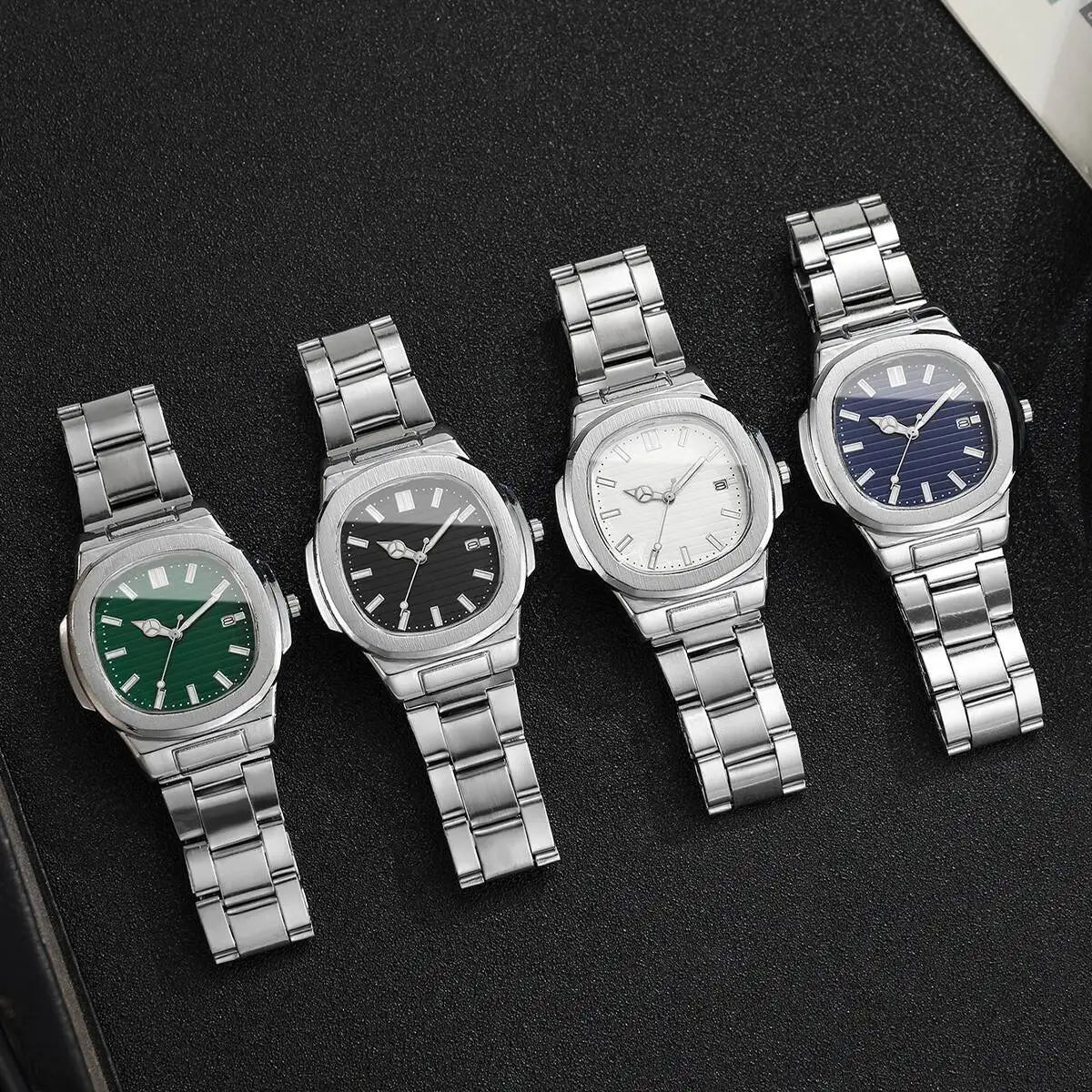Luxury Men Business Watches Fashion Square Dial Stainless Steel Strap Quartz Watch with Calendar For Mens Clock（Without Box） - Buy That Thang