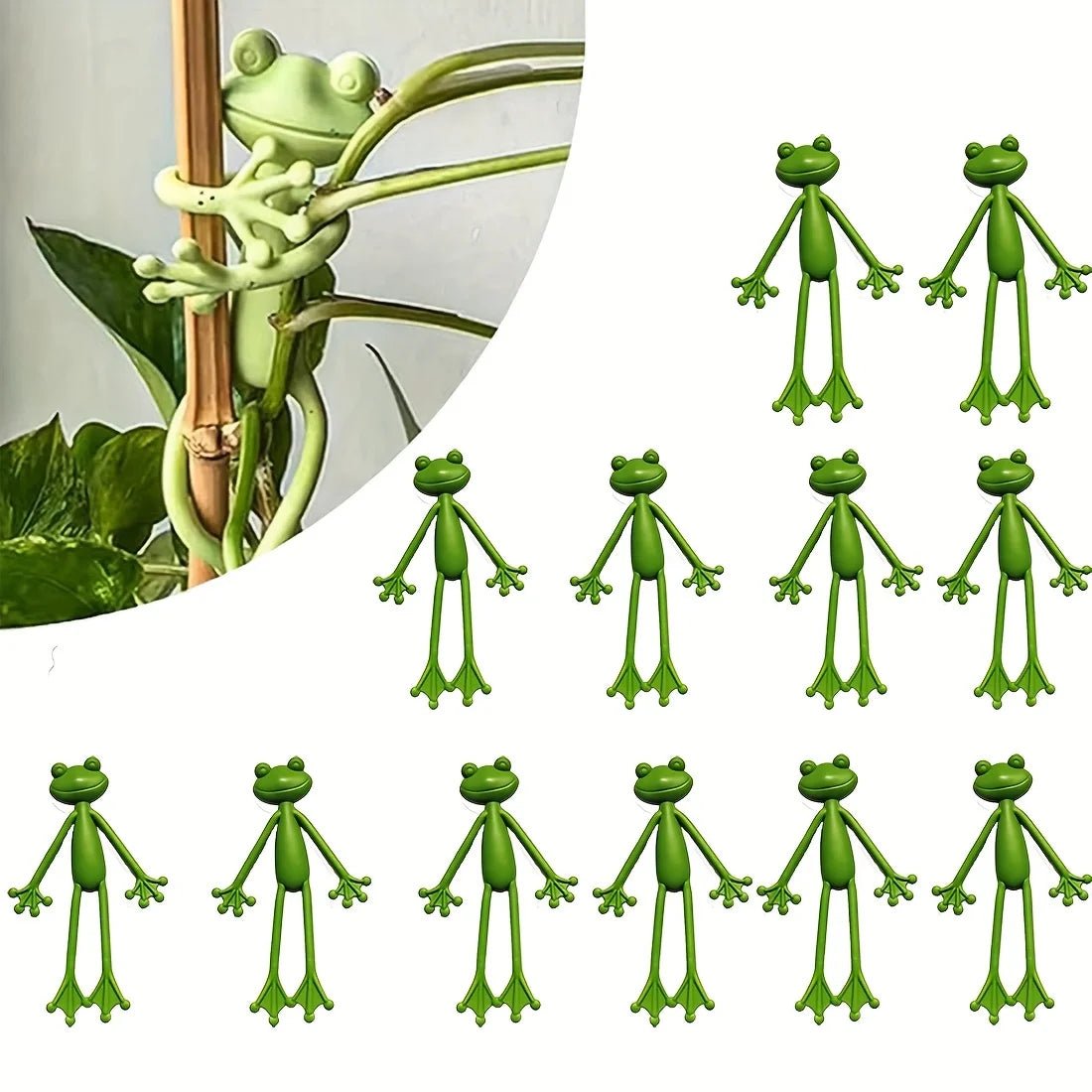 Green Frog Planter Pots - 12 PCS, Durable Plastic Planters for Indoor/Outdoor Small Plants. Whimsical Decor & Practical Support! - Buy That Thang