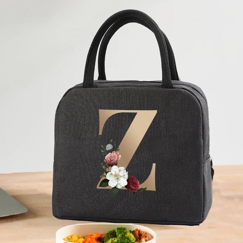 Lunch Bag Cooler Tote Portable Insulated Thermal Canvas Bag Food Picnic Unisex Travel Lunchbox Organizer Bags Gold Letter Print - Buy That Thang