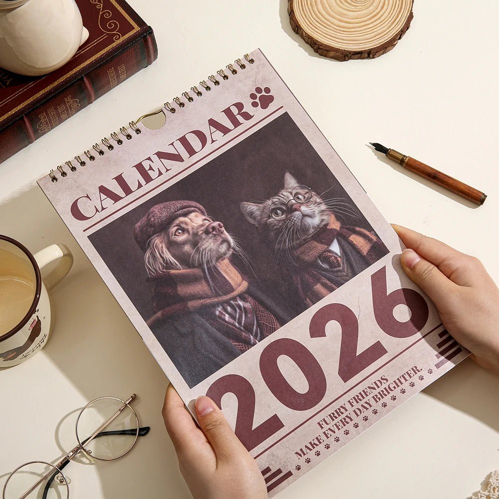 2026 A4 Wall Calenda Cats & Dogs Monthly Design With Check - in Sections Daily Weekly Planner For Home Office School Pet Lovers - Buy That Thang