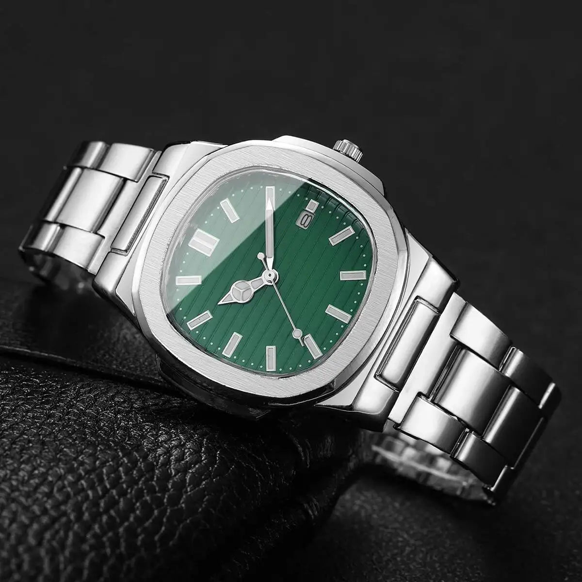 Luxury Men Business Watches Fashion Square Dial Stainless Steel Strap Quartz Watch with Calendar For Mens Clock（Without Box） - Buy That Thang