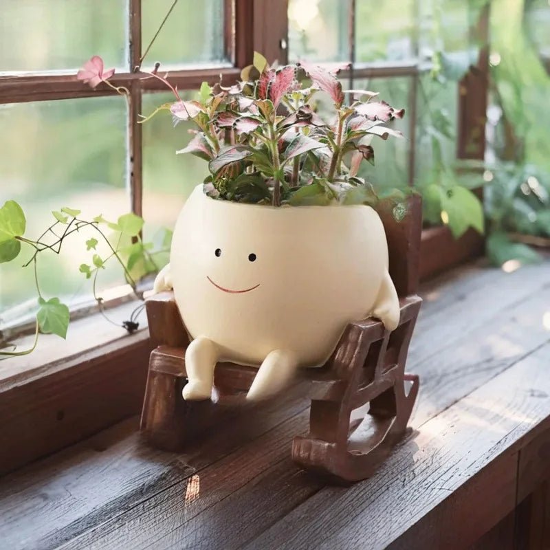 Cute Smiling Face Swing Planter Resin Wall Hanging Flower Pot For Succulents And Small Plants Perfect Garden Home Decor Supplies - Buy That Thang