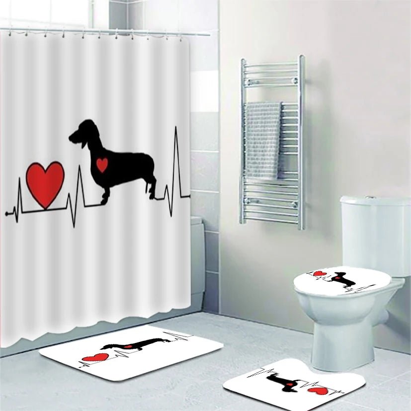 Funny Cute Dachshund Dog Bathroom Curtains Set Shower Curtain Set Cartoon Sausage Dog Bath Mat Rugs Butt Dog Animal Home Decor - Buy That Thang