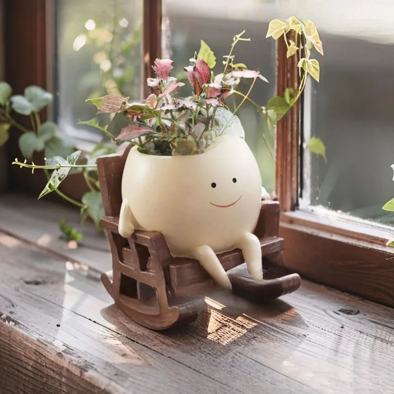 Cute Smiling Face Swing Planter Resin Wall Hanging Flower Pot For Succulents And Small Plants Perfect Garden Home Decor Supplies - Buy That Thang