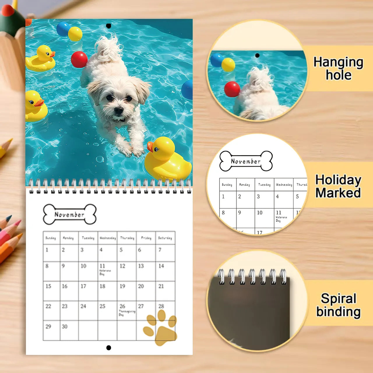 2026 Dog English Animal Style Calendar, Humorous Art Illustration Calendar Daily Travel Record Book High Quality and Durable - Buy That Thang