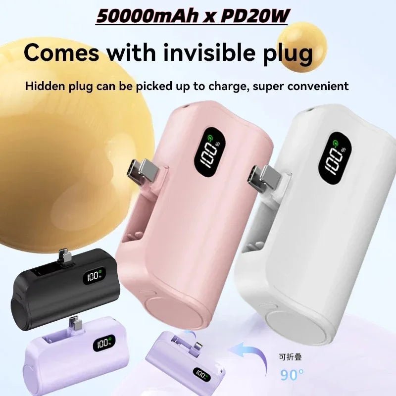 50000mAh Mini Capsule High Capacity Power Bank Portable Wireless Fast Charging External Battery for iPhone Xiaomi Huawei Samsung - Buy That Thang