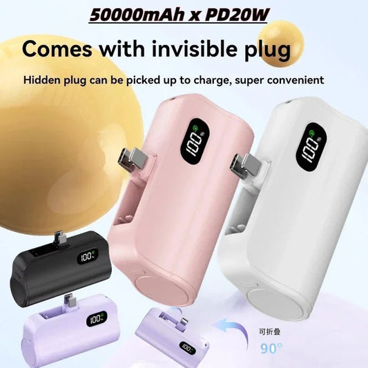 50000mAh Mini Capsule High Capacity Power Bank Portable Wireless Fast Charging External Battery for iPhone Xiaomi Huawei Samsung - Buy That Thang
