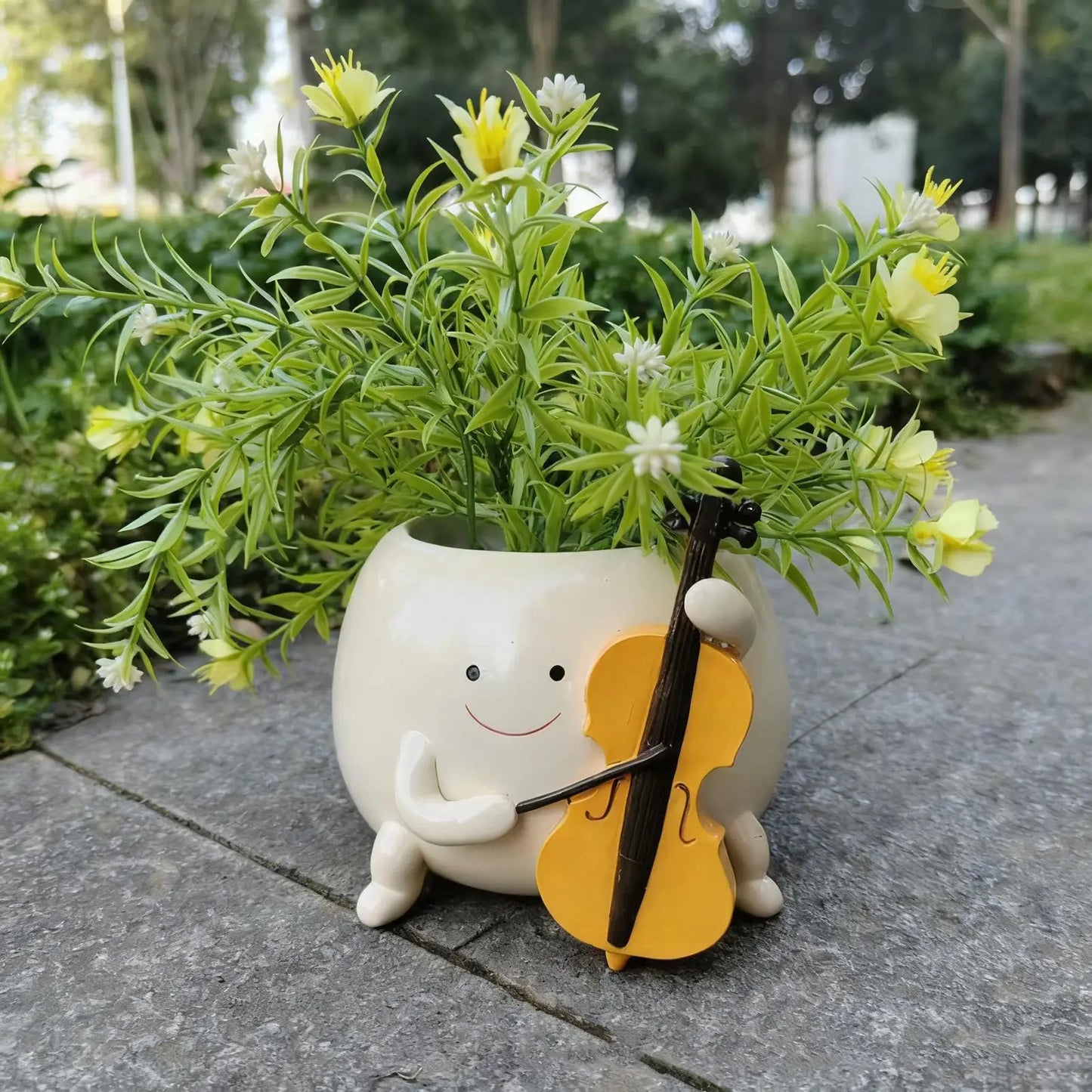 Succulents Pot Smily Face Planter Pot Guitar Succulents Flowerpot Unique Guitar Boy Shape Smile Face Planter With Drainage - Buy That Thang