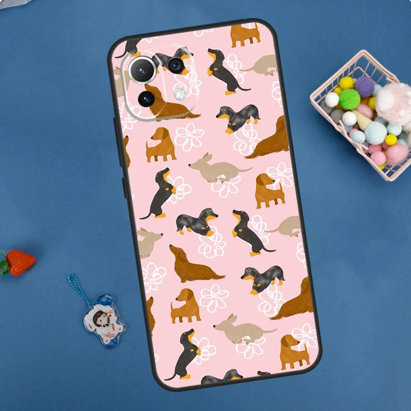 Cartoon Dachshund Dog Case For Xiaomi 14 13 15 Ultra 11T 12T 13T 14T Pro POCO X7 Pro X3 X5 F5 F6 M6 X6 Pro Cover