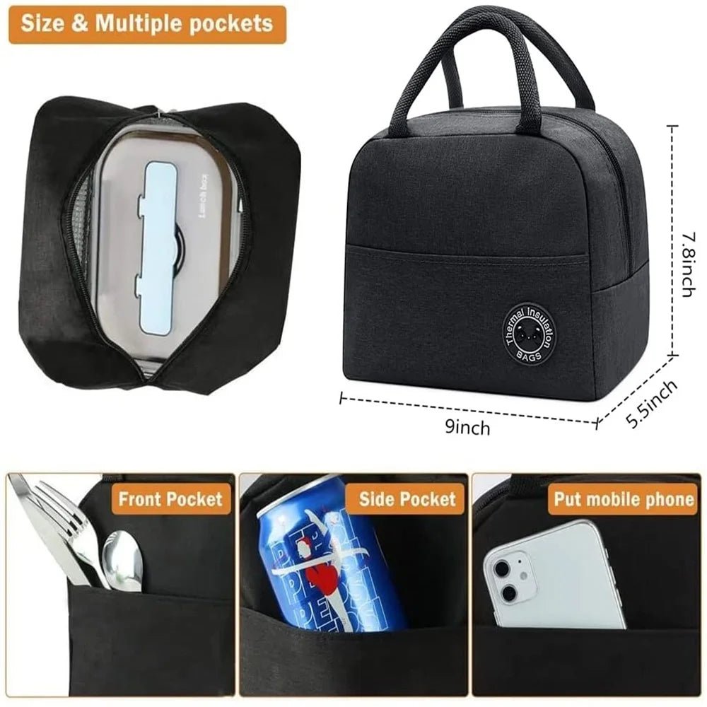 Lunch Bag Cooler Tote Portable Insulated Thermal Canvas Bag Food Picnic Unisex Travel Lunchbox Organizer Bags Gold Letter Print - Buy That Thang