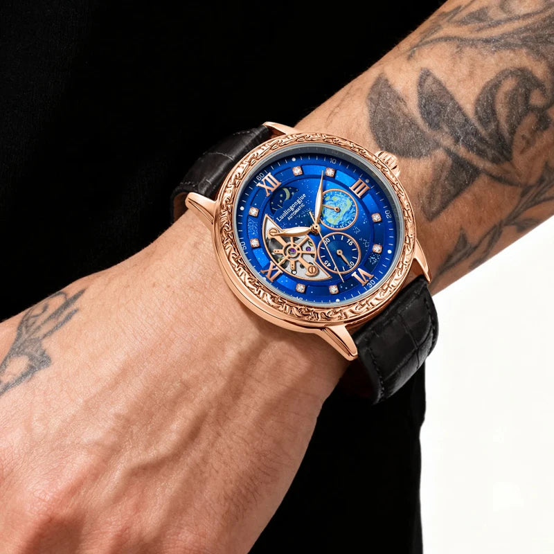 Luxurious Men's Automatic Mechanical Watch, with a Skeleton Design, Stylish