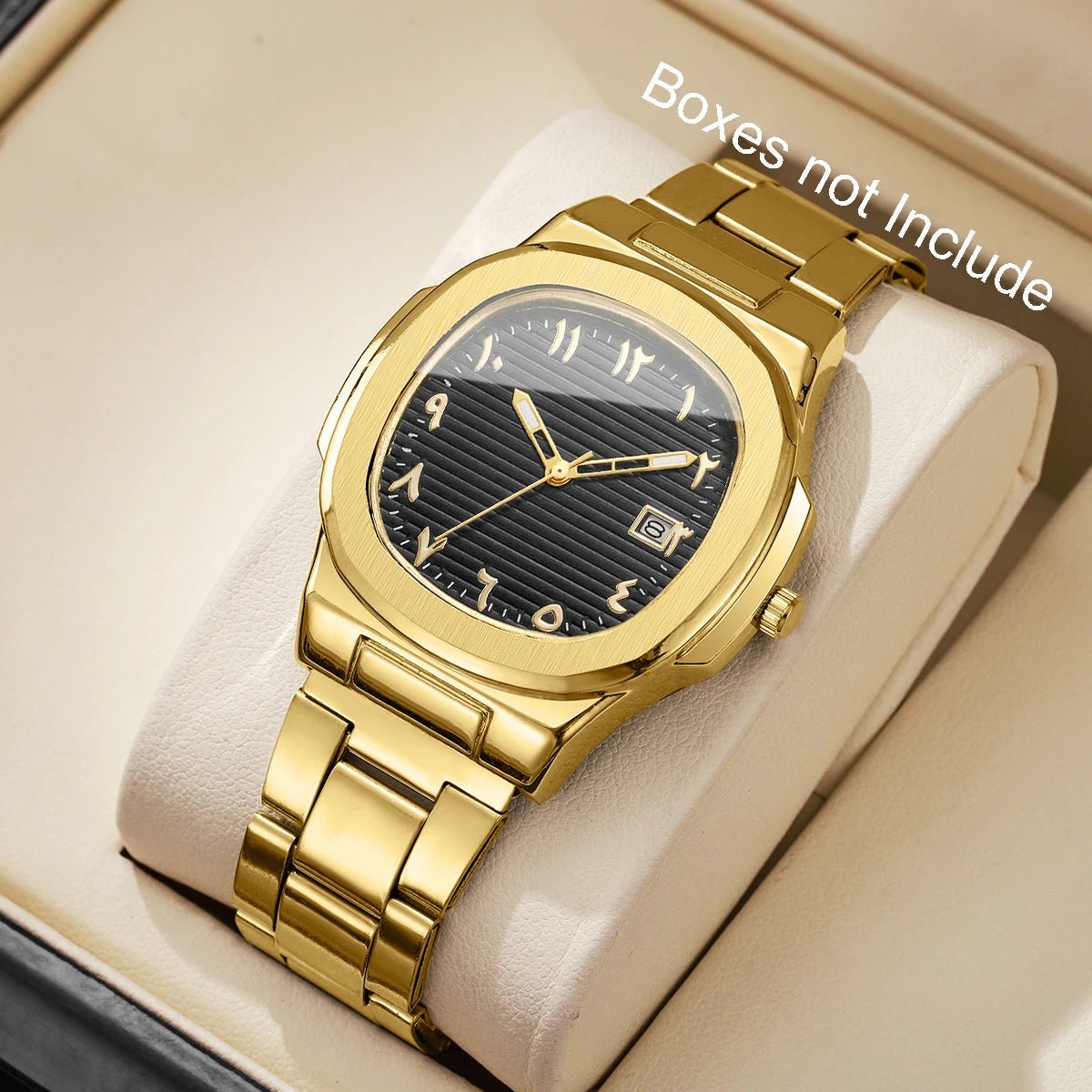Luxury Men Business Watches Fashion Square Dial Stainless Steel Strap Quartz Watch with Calendar For Mens Clock（Without Box） - Buy That Thang