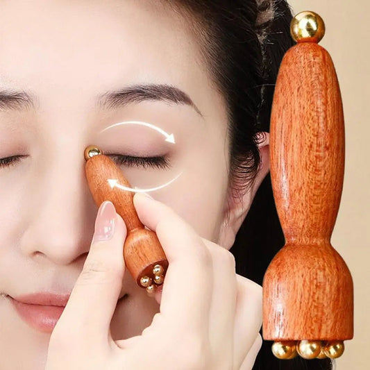 Facial Massager, Lotus Seedpod Beauty Brass Bead & Rosewood Facial Gua Sha Tool Eye Relaxation Meridians Point Acupoint Massage - Buy That Thang