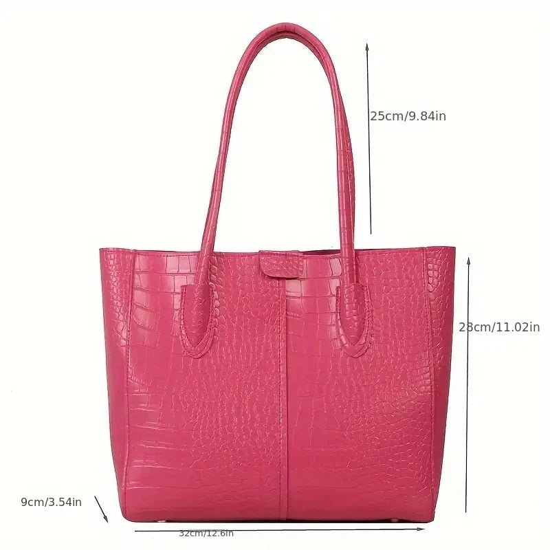 Fashion Crocodile Pattern Large Tote Bag Solid Color Women Shoulder Bags Luxury Pu Leather Lady Handbags Big Shopper Purses 2024 - Buy That Thang