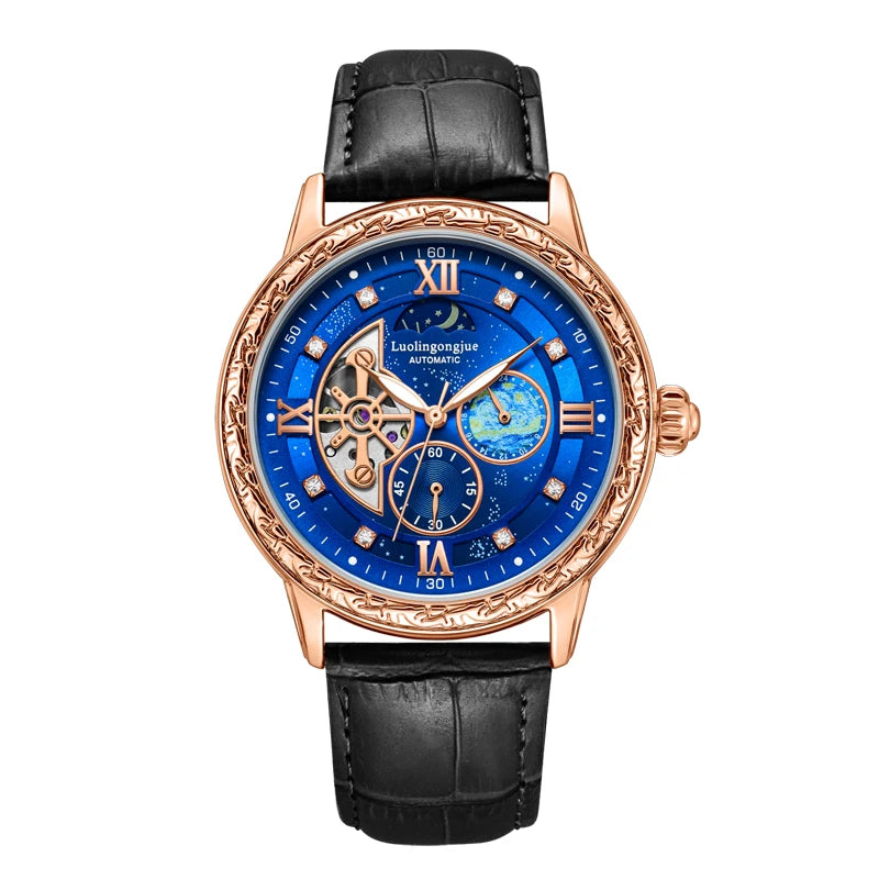Luxurious Men's Automatic Mechanical Watch, with a Skeleton Design, Stylish