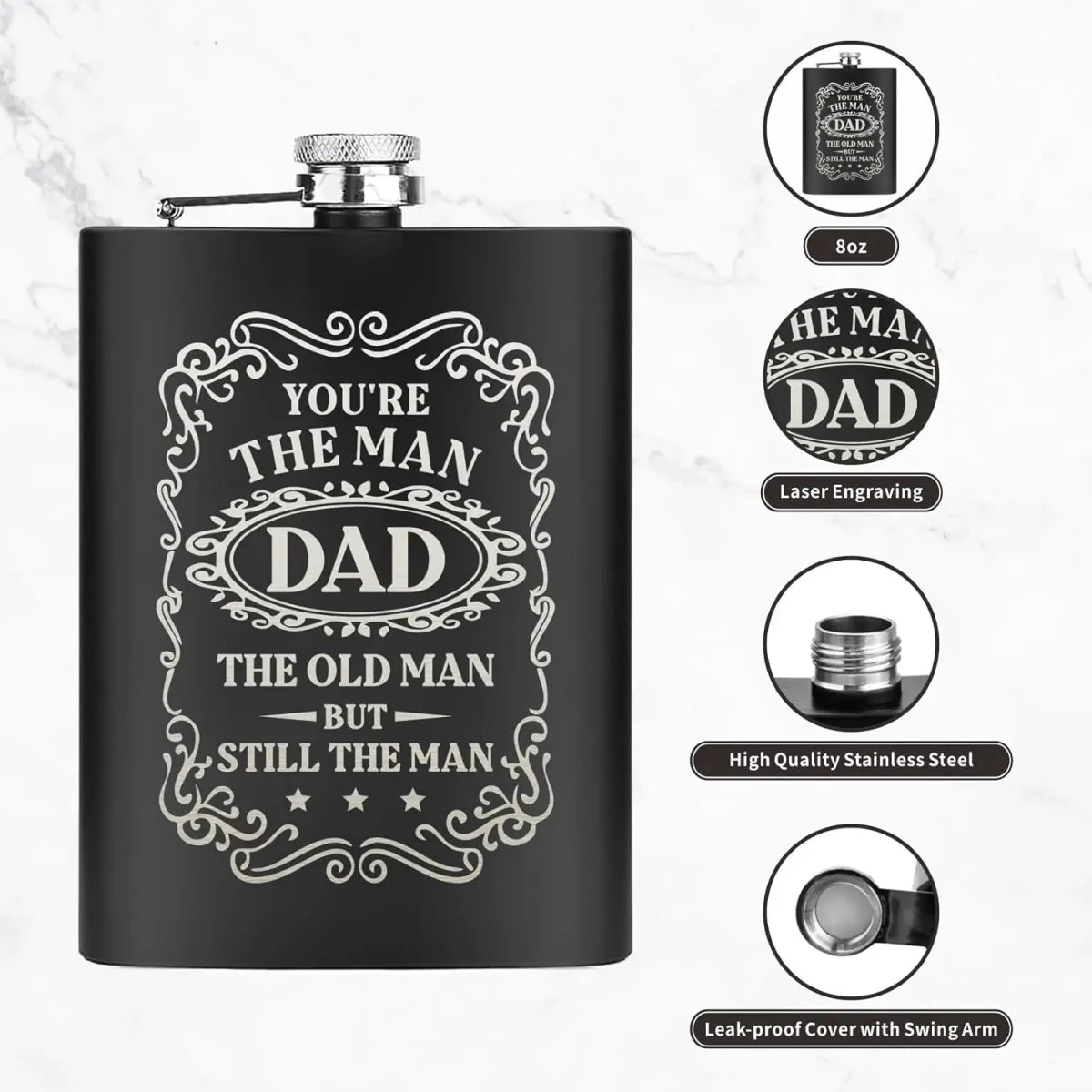 Gifts for Dad, Funny Hip Flask, Personalized Gifts Whisky Flask - Buy That Thang