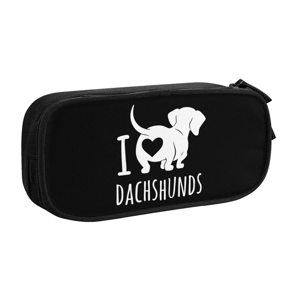 Custom Cute Dachshund Dog Cute Pencil Case Girls Boys Large Capacity Puppy Pet Pencil Pouch School Accessories