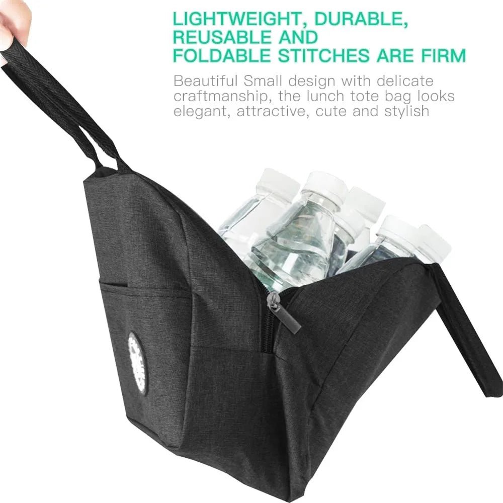 Lunch Bag Cooler Tote Portable Insulated Thermal Canvas Bag Food Picnic Unisex Travel Lunchbox Organizer Bags Gold Letter Print - Buy That Thang