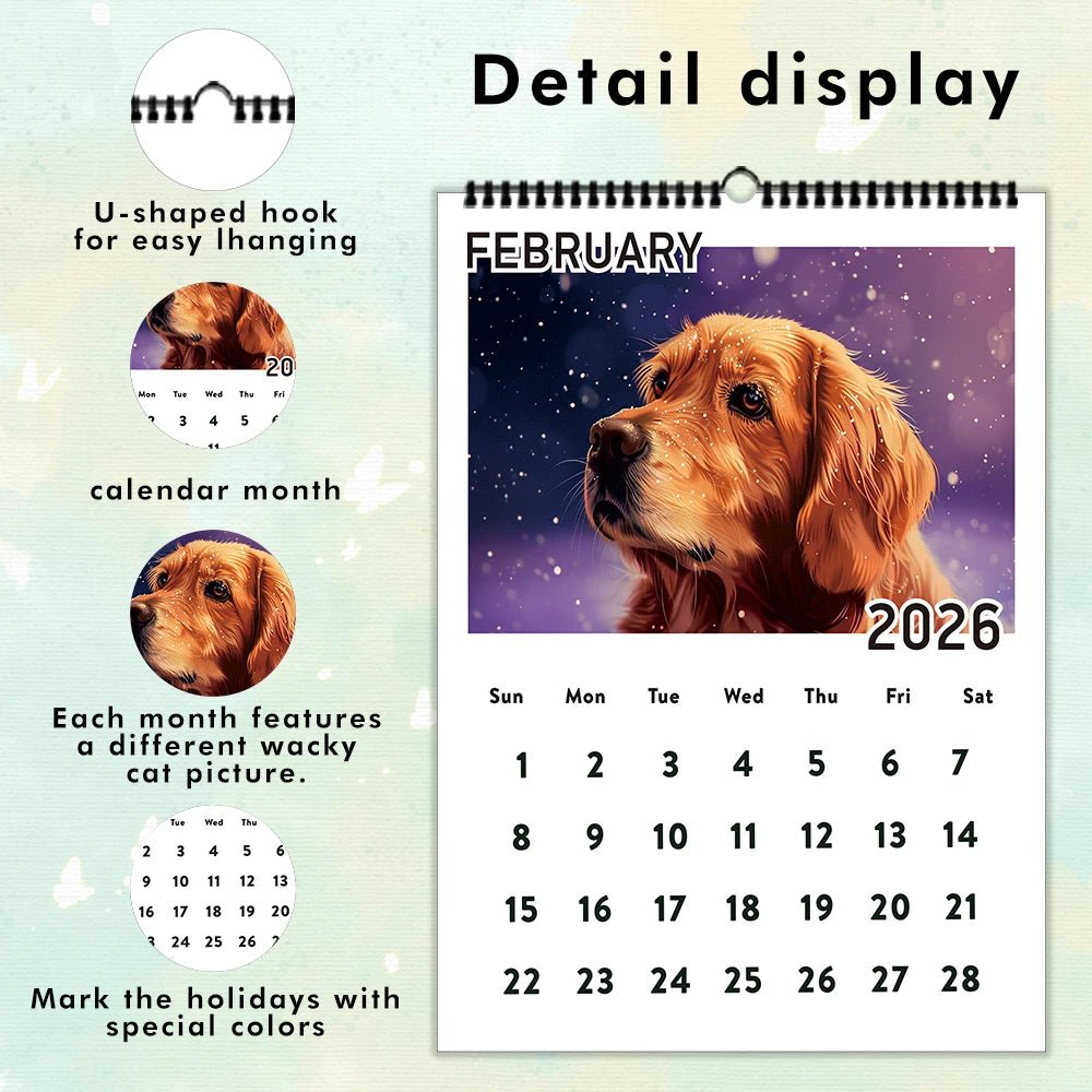 1pc 2026 Wall Calendar, Happy Dog Theme,Pet Dog,12 Beautiful Designs,Monthly Plans,Perfect Gift - Buy That Thang