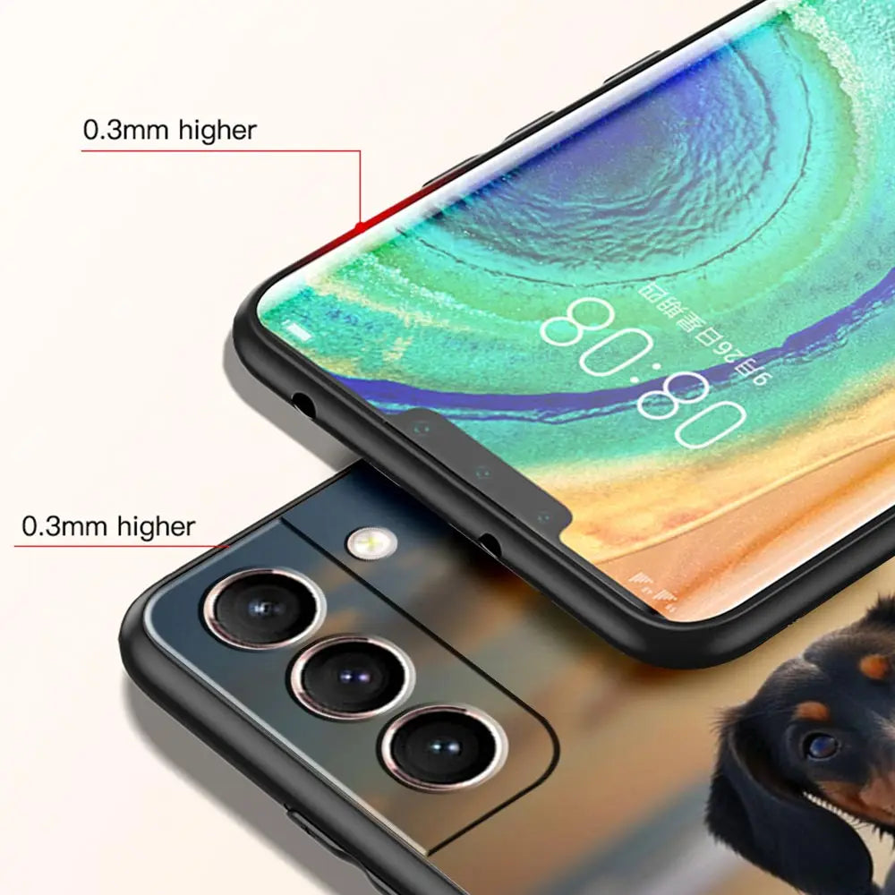 Dachshund Silhouette Dog cute animal Phone Case For Samsung Galaxy S24 S23 S22 S20 Ultra S21 FE 5G S10 S9 Plus S10E S8 Cover