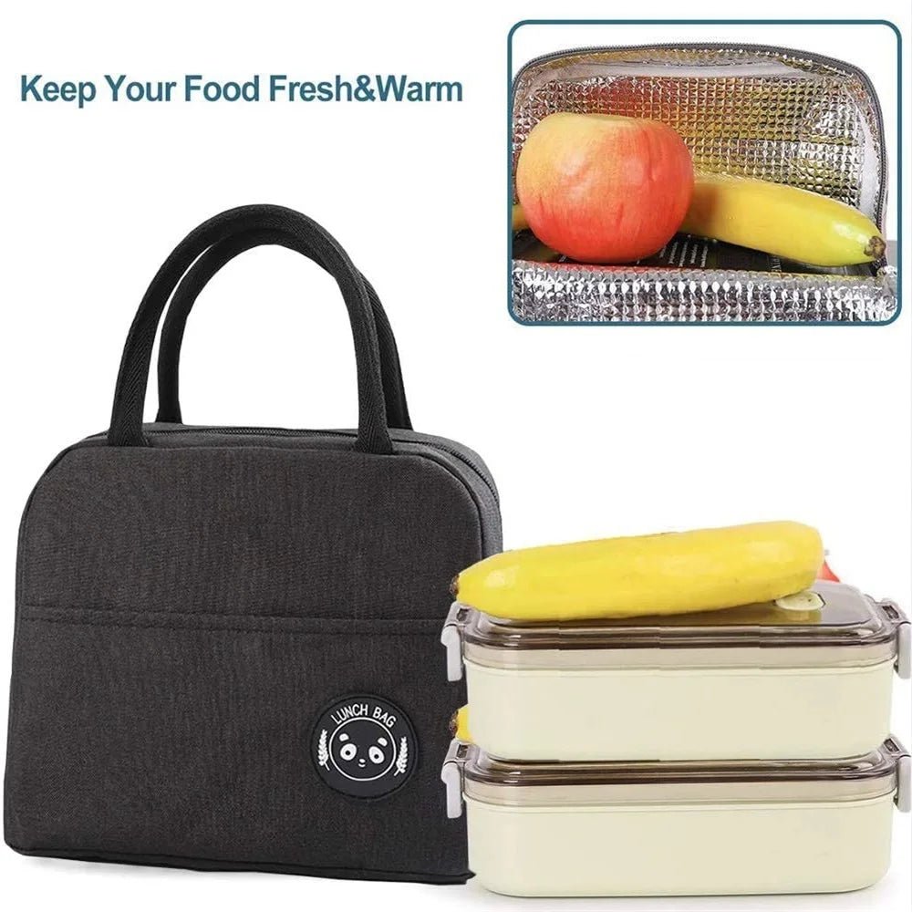 Lunch Bag Cooler Tote Portable Insulated Thermal Canvas Bag Food Picnic Unisex Travel Lunchbox Organizer Bags Gold Letter Print - Buy That Thang