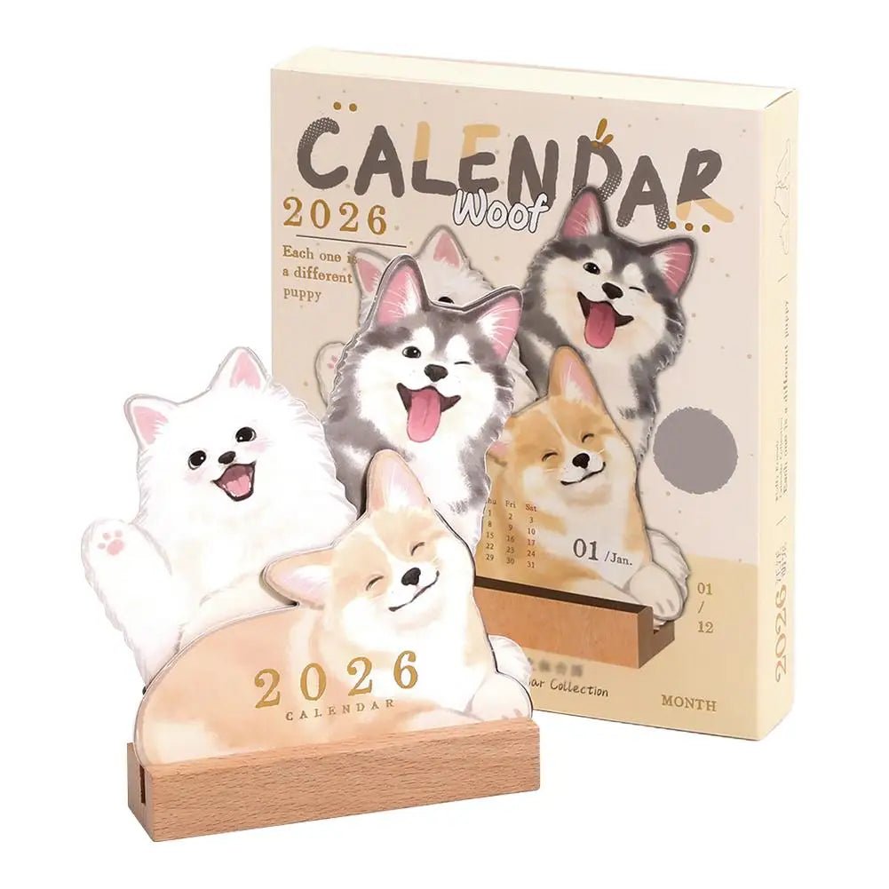 2026 Cute Cat Dog Series Desk Calendar Table Planner Yearly Agenda Organizer Memo Notes for Home Office School Daily Scheduler - Buy That Thang